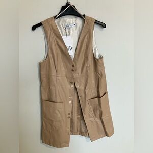 NWT Zara Beige Sleeveless Vest Dress